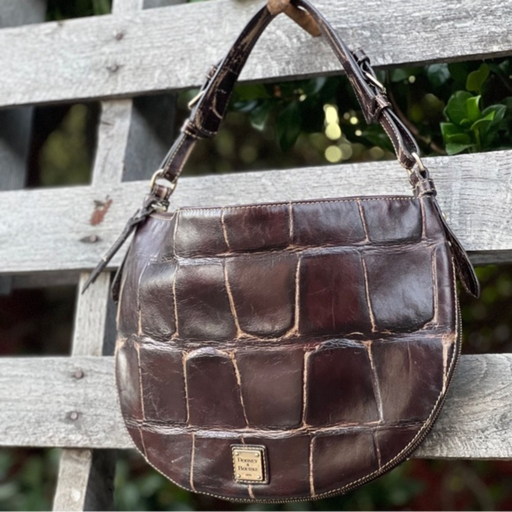 DOONEY & BOURKE Luna croc embossed leather hobo bag